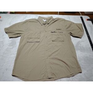 Rugged Earth Fishing Shirt Men XL Taupe Vented Nautical Outdoor Quick Dry Light